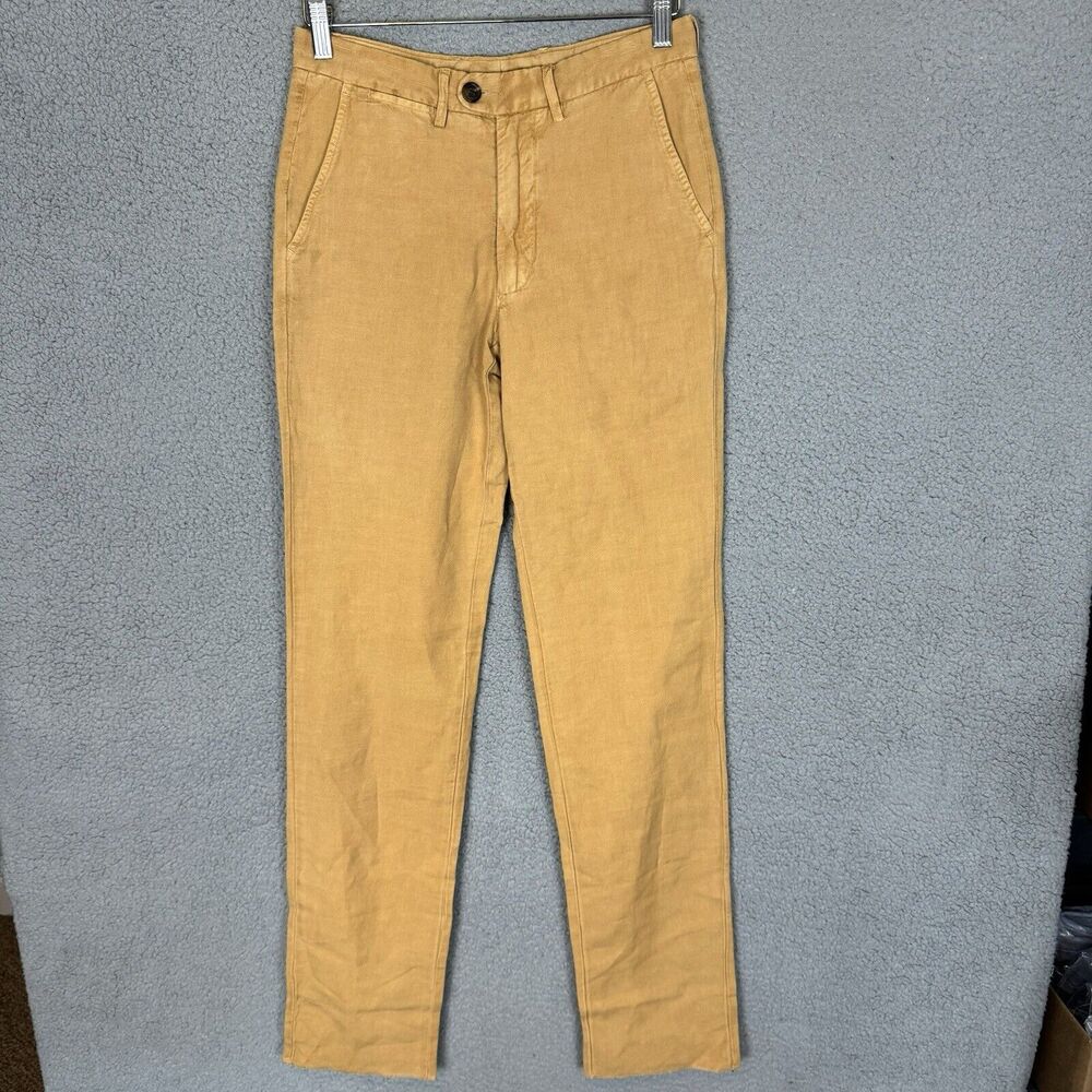 Spier & Mackay Pants‎ Mens 28 Khaki Slim Fit Linen Blend Flat Front Chinos